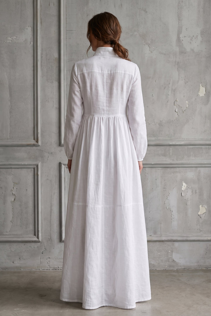 Full length view of the long sleeve patchwork maxi dress for women