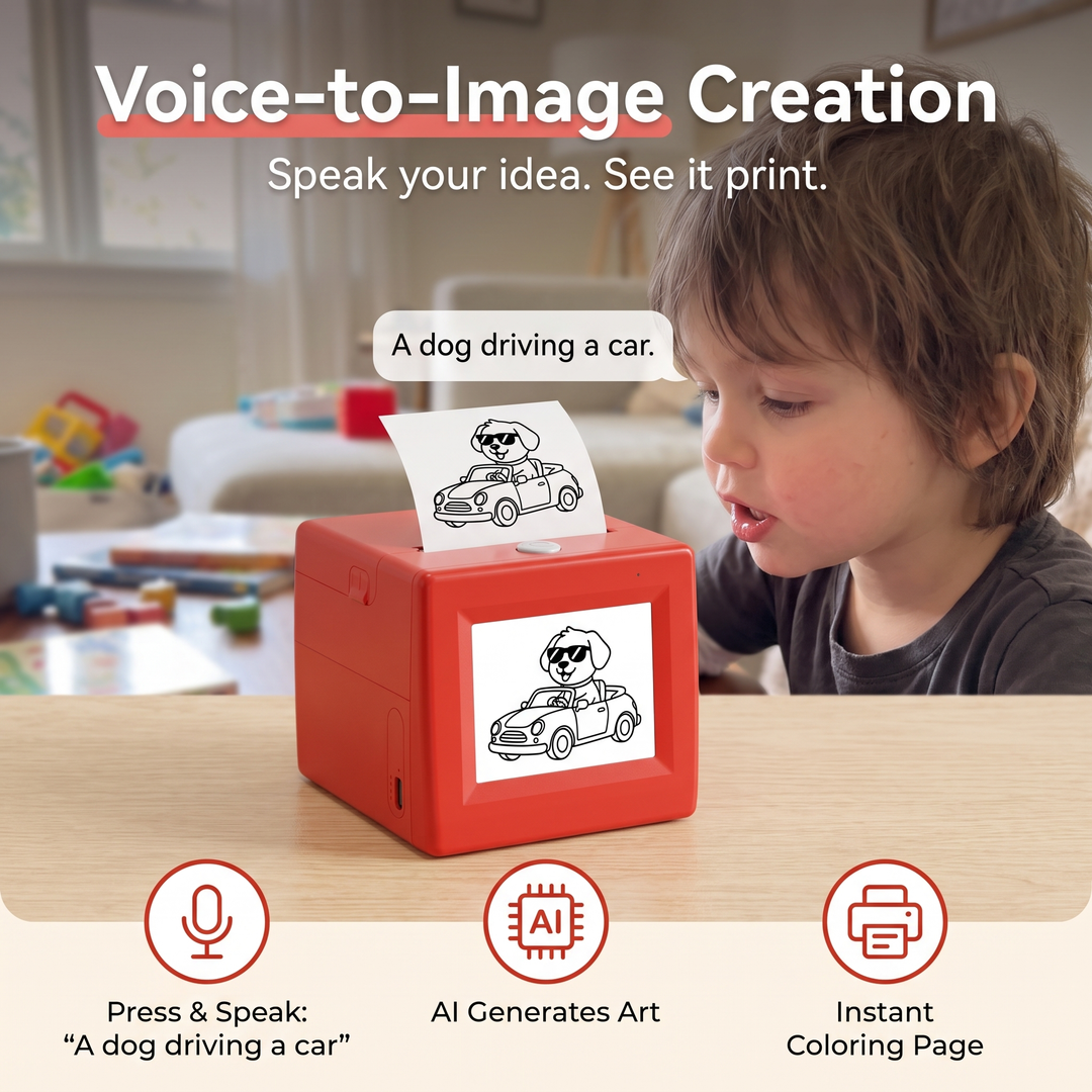 Thermal sticker printer toy with voice activation feature for kids crafts