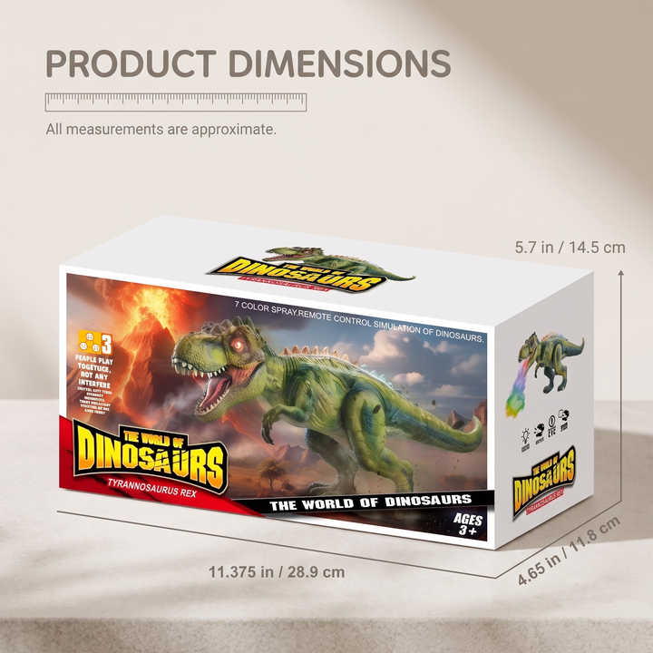 Full view of interactive remote control dinosaur toy for boys and girls