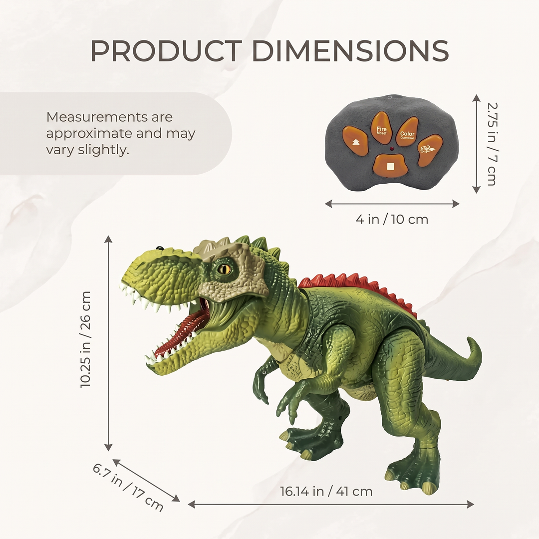 Dinosaur figure demonstrating mist spray feature from mouth