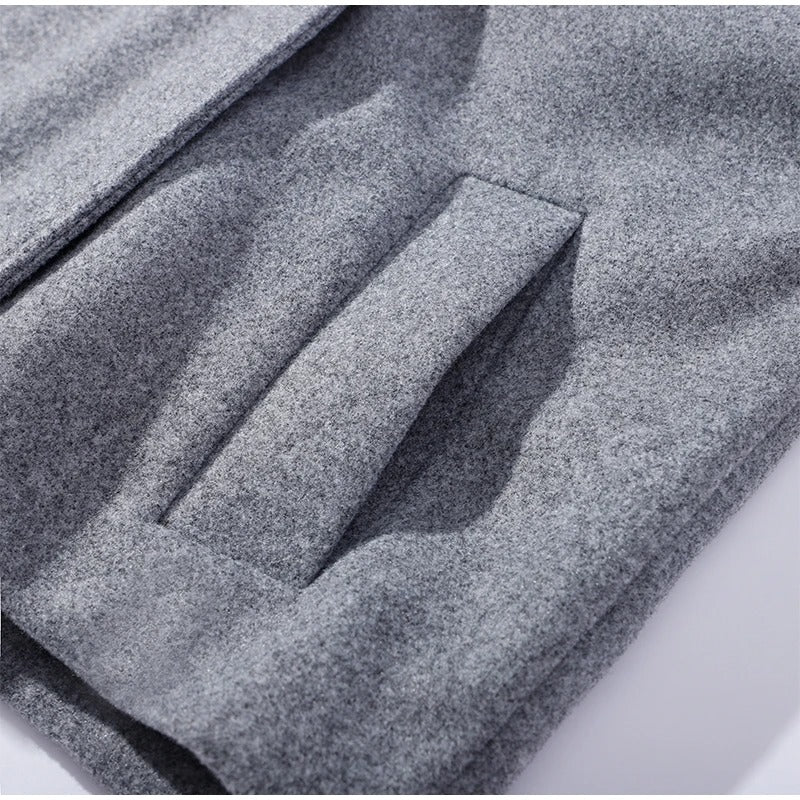 Textured fabric detail of gray winter outerwear for women