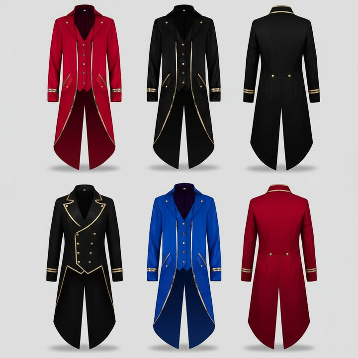 Full length shot of mens victorian gothic tailcoat for halloween