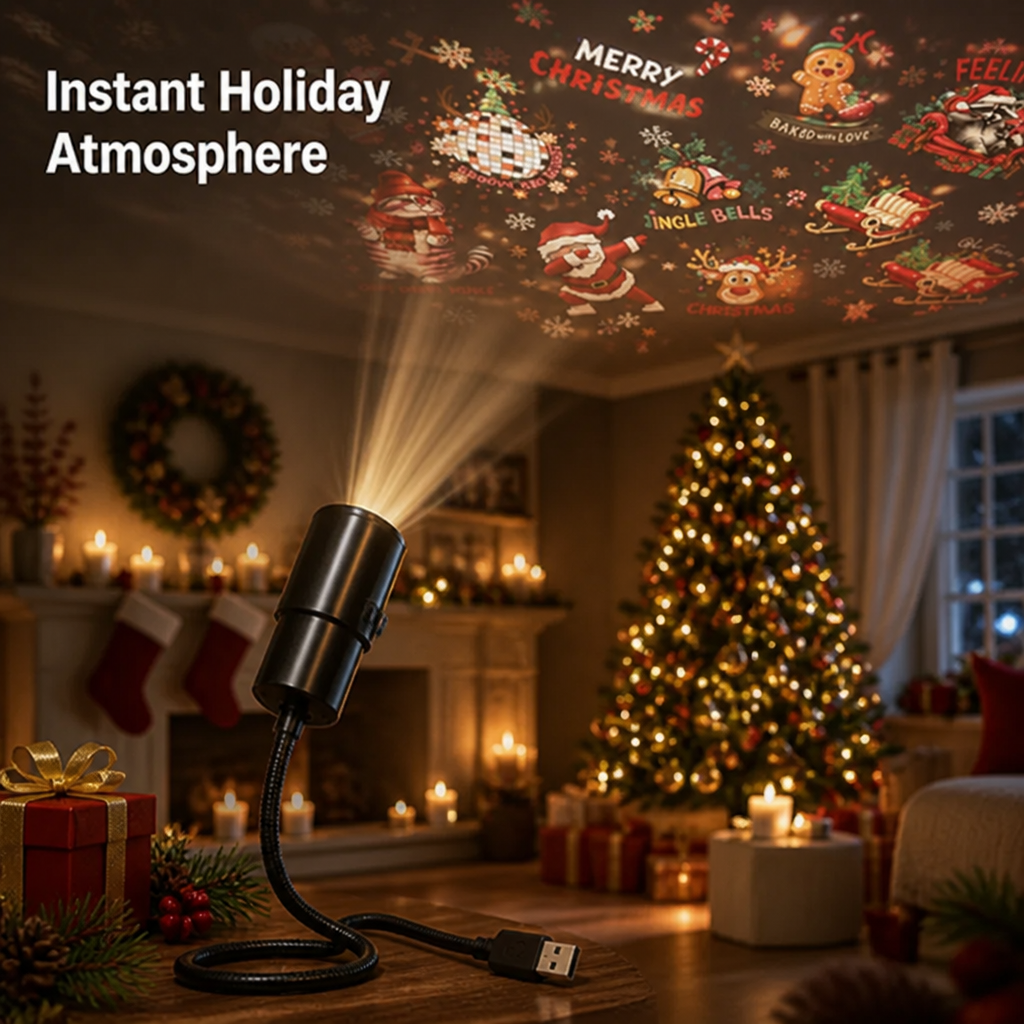 USB night light creating a colorful galaxy projector effect