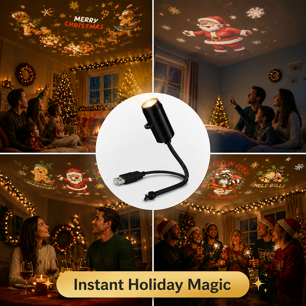 Party lights projecting glowing stars for room decor