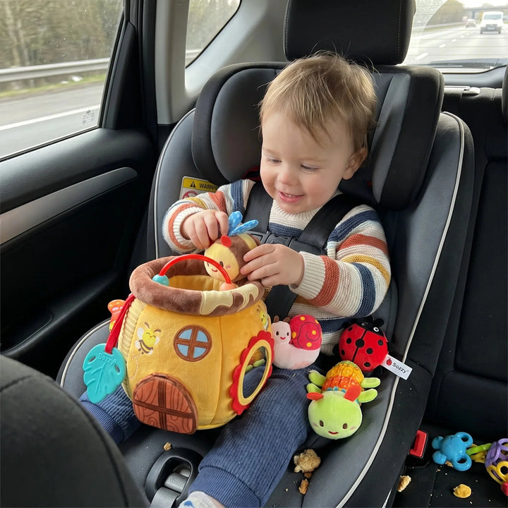 Toddler sensory plush honey pot activity set for fine motor skill development