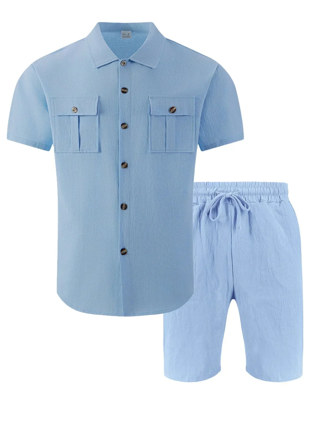 Comfortable mens fashion short sleeve shirt and casual shorts ensemble