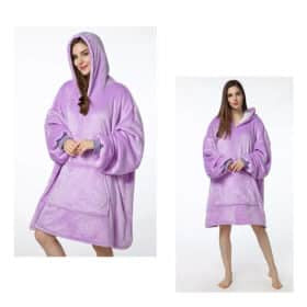 Comfortable unisex loungewear oversized hoodie blanket in solid black color