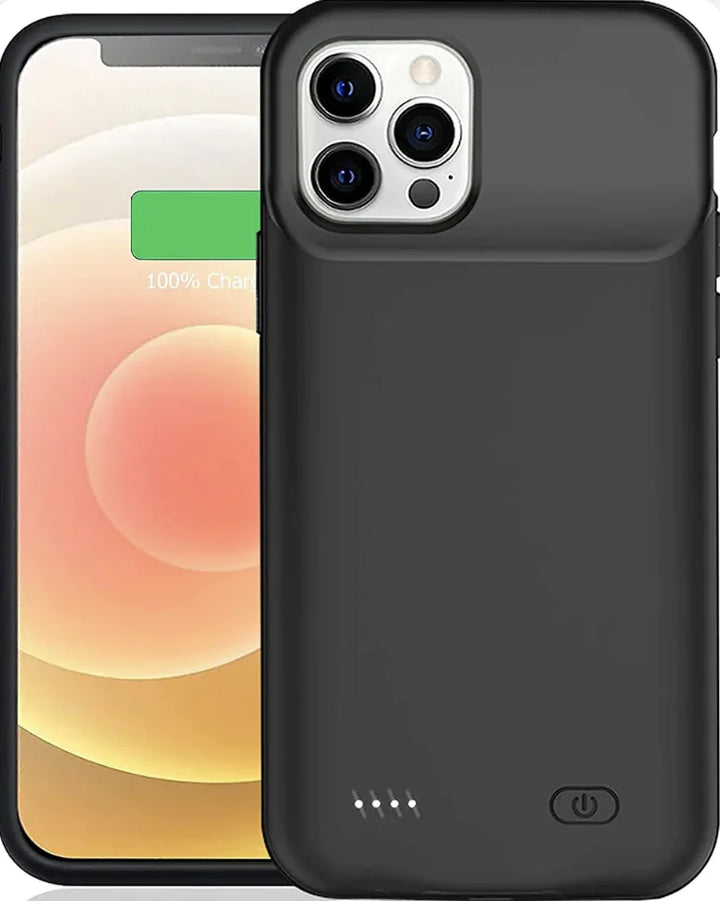 Close-up of the power bank case port and protective bumper for iPhone accessories