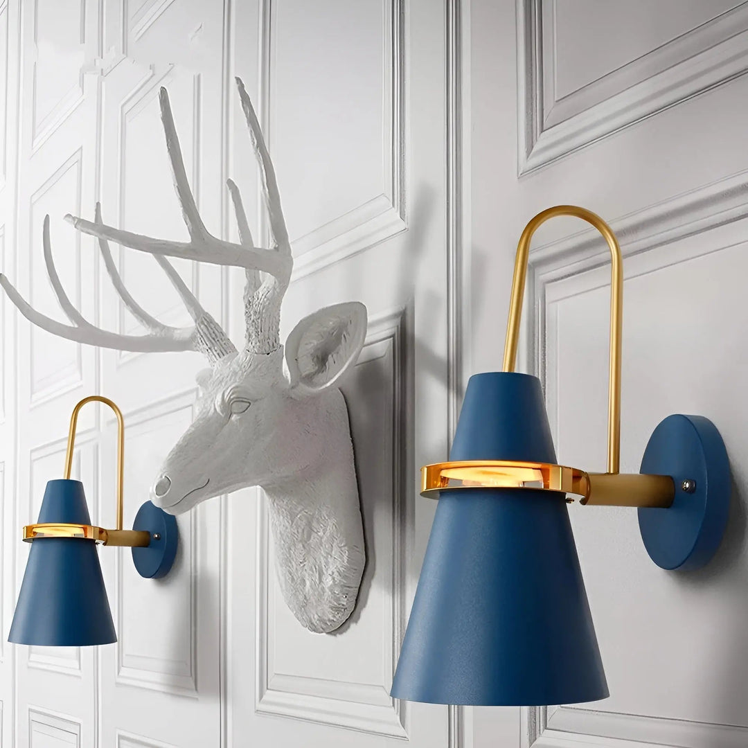 Decorative wall light fixture installed in a modern bedroom interior design