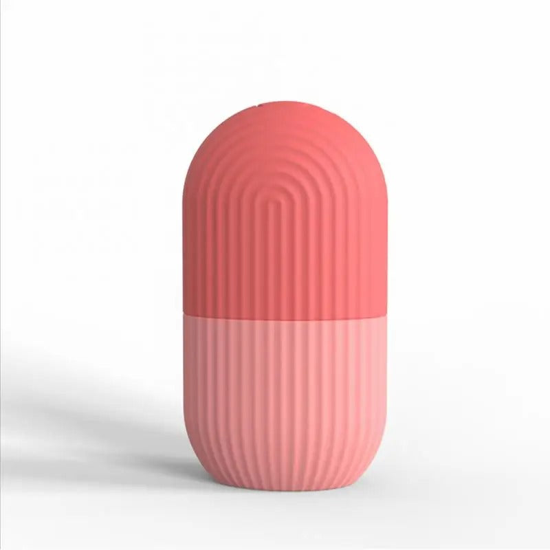 Red facial ice roller for eye depuffing and skincare