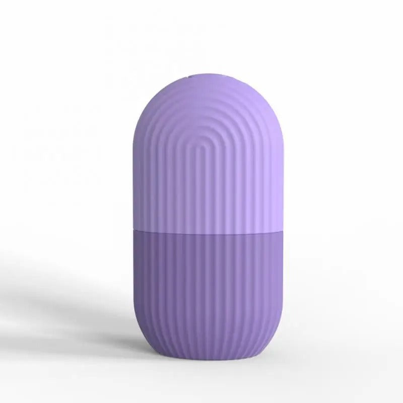 Purple facial ice roller tool for soothing tired skin
