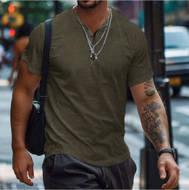 Lifestyle shot of men's casual wear summer top styled for daily fashion