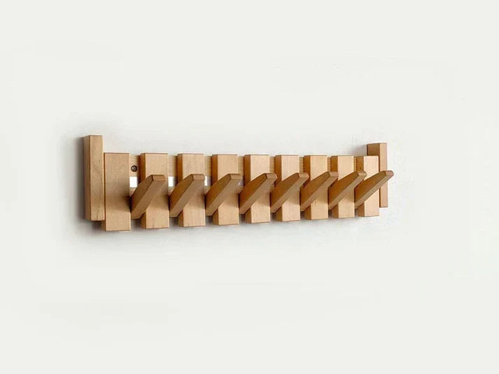 Modern wooden coat rack wall mount displaying grain texture and smooth finish