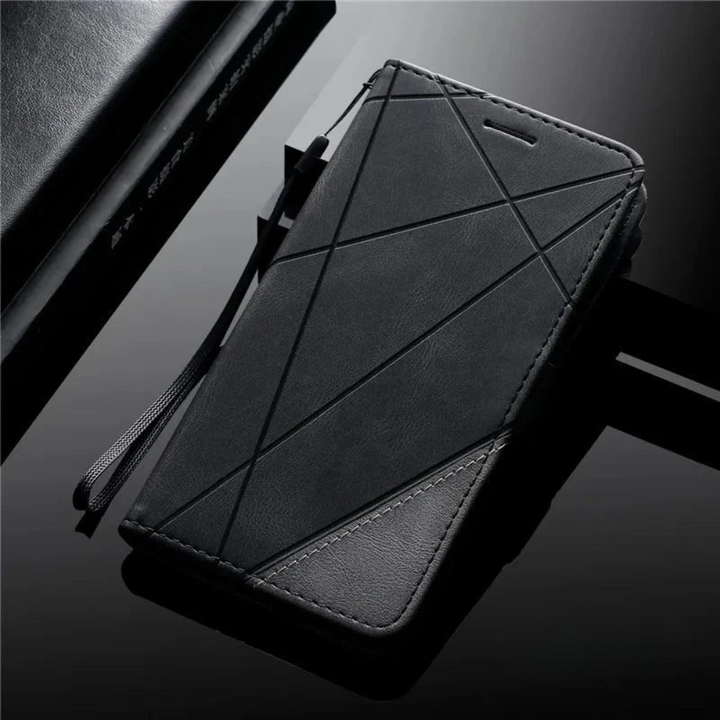 Universal smartphone flip cover open to display cash compartment