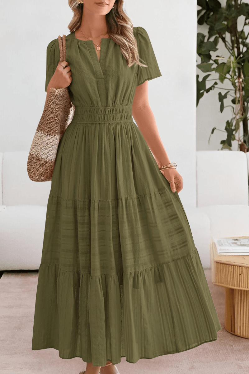 Comfortable women's festive dress with short flutter sleeves