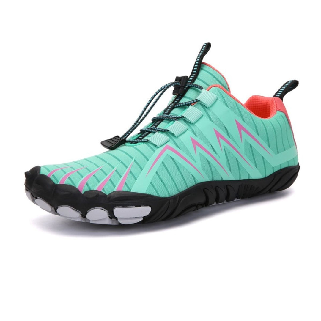 Pair of unisex athletic sneakers styled for versatile everyday training workouts.