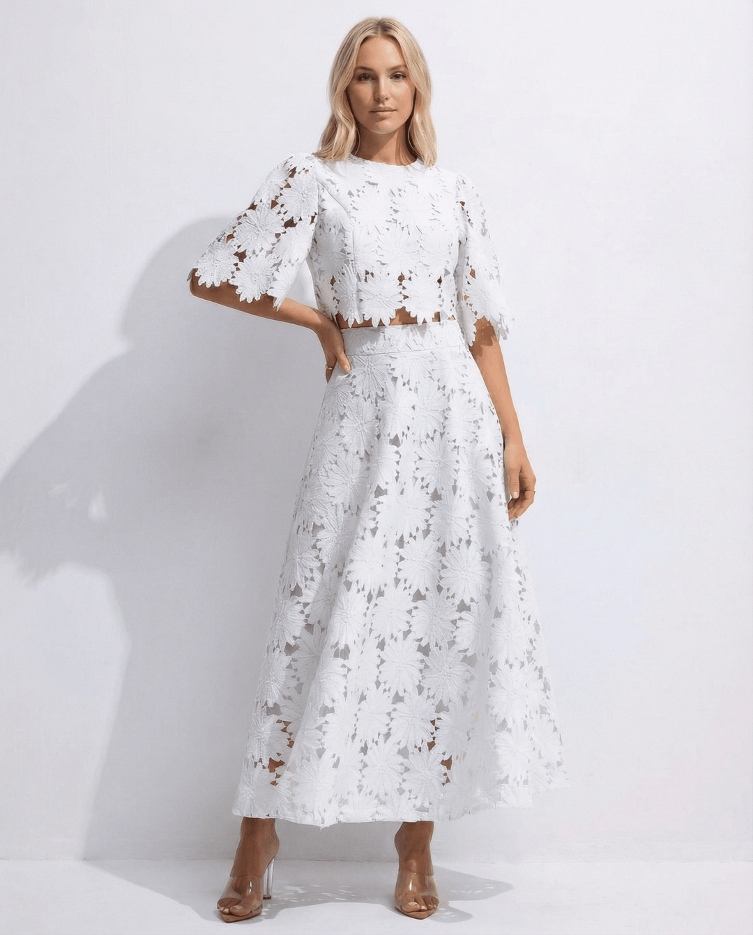 Stylish two-piece midi dress ideal for summer parties and events