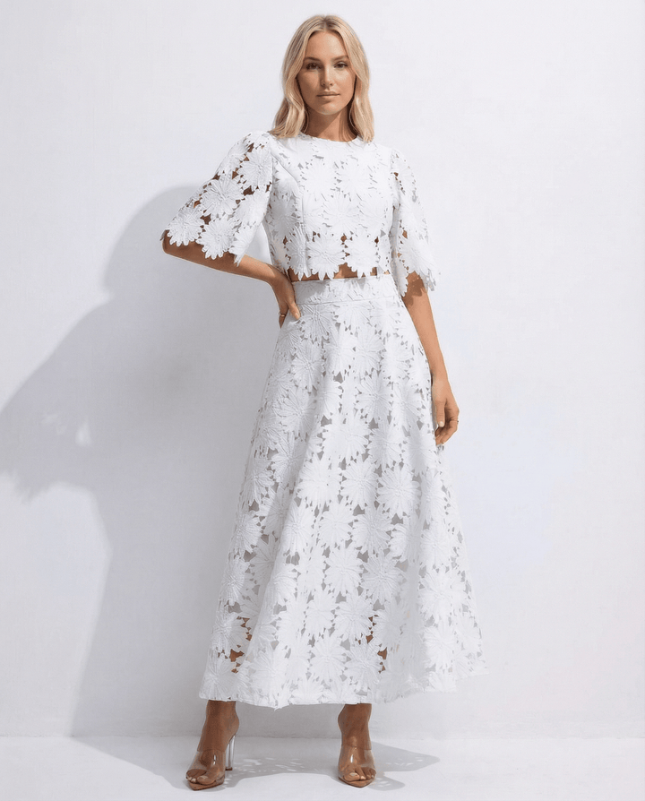Stylish two-piece midi dress ideal for summer parties and events