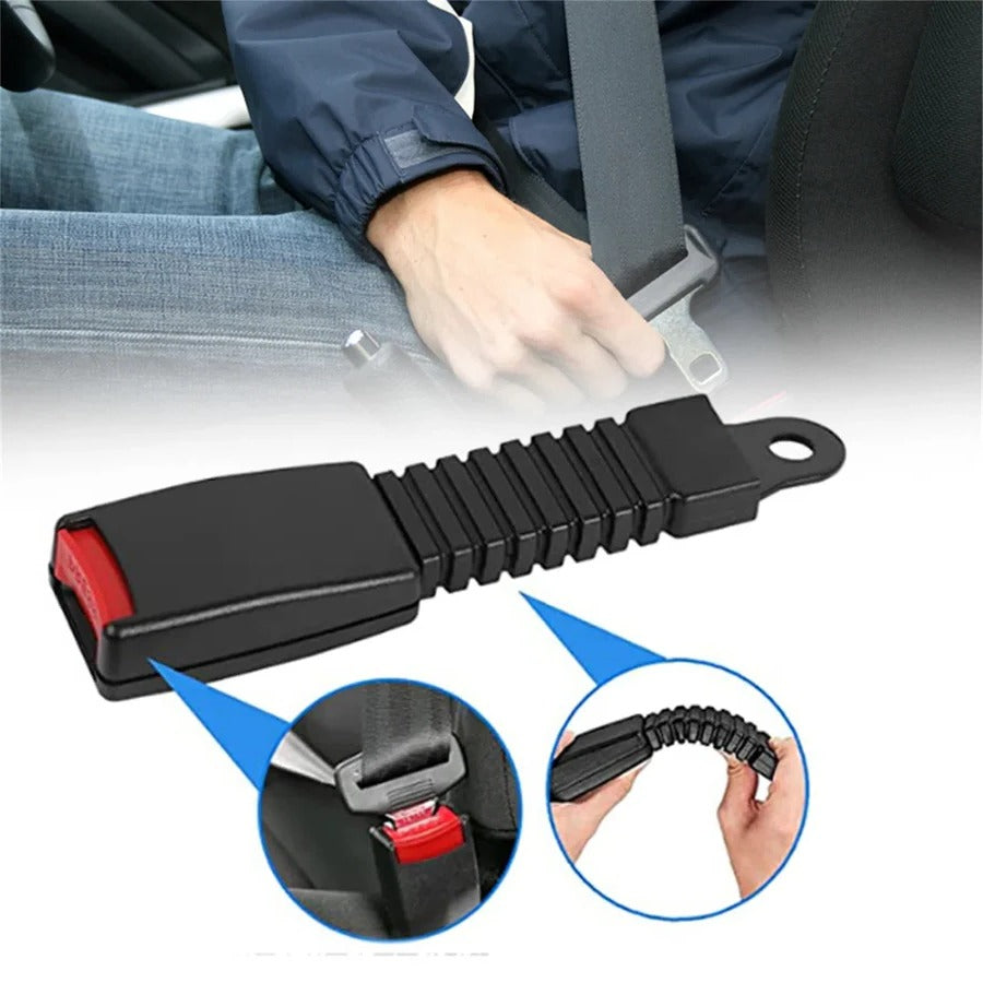 Universal adjustable car seat belt extender for enhanced travel comfort and safety
