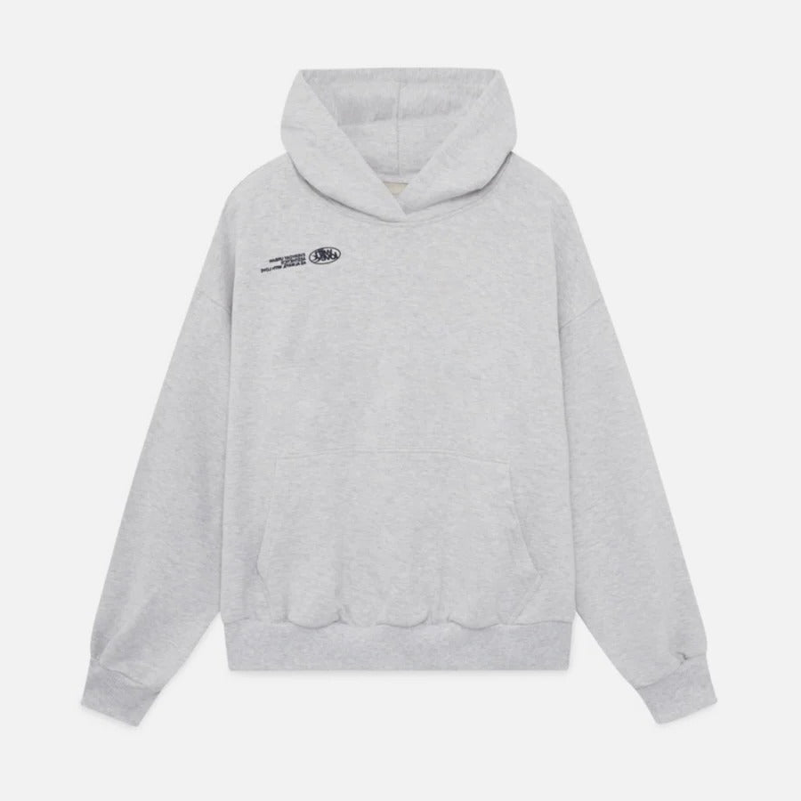 Side profile of the urban style graphic hoodie featuring comfortable oversized fit and soft fabric