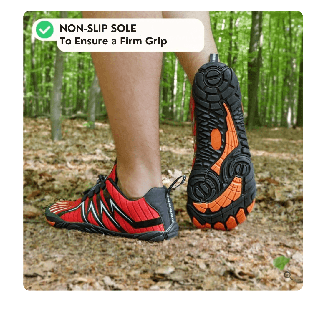 Non-slip sole of the barefoot training shoes providing firm grip on outdoor terrain