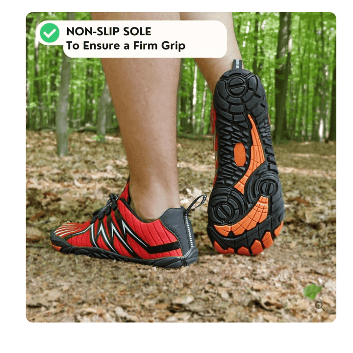 Non-slip sole of the barefoot training shoes providing firm grip on outdoor terrain