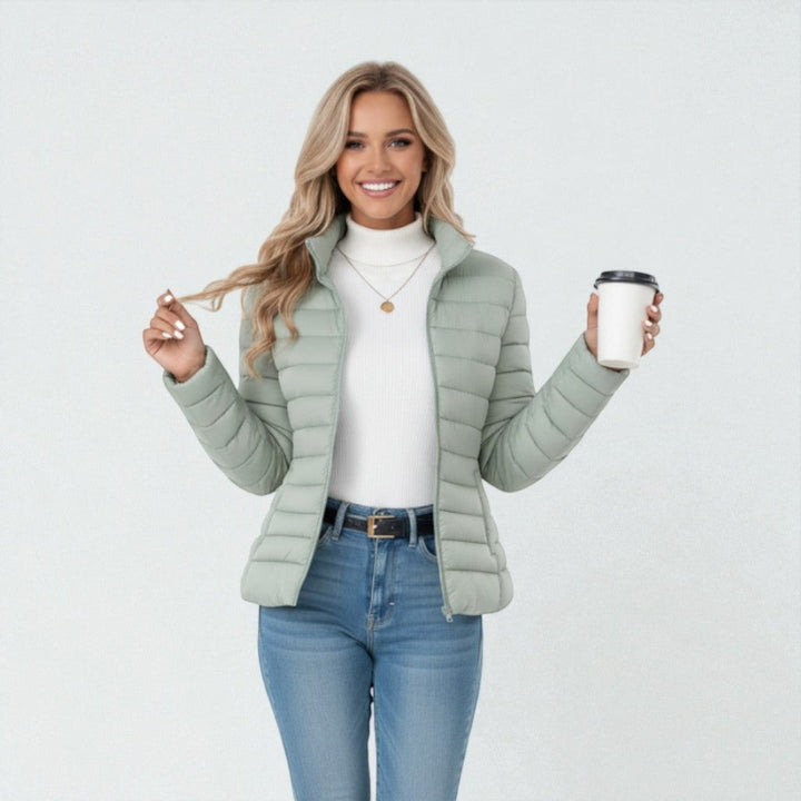 Slim fit womens quilted jacket for casual autumn wear