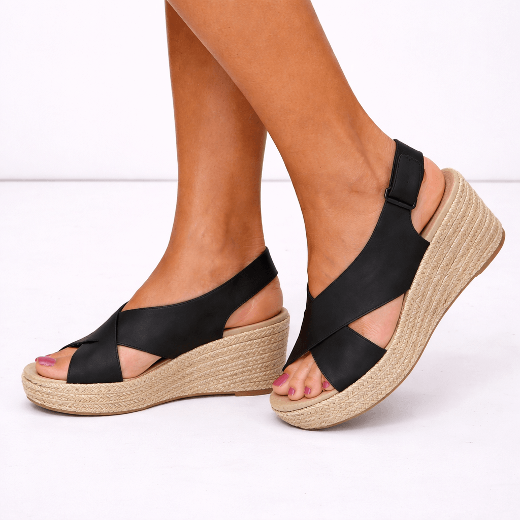 Comfortable women orthopedic espadrille wedge sandals for summer walking