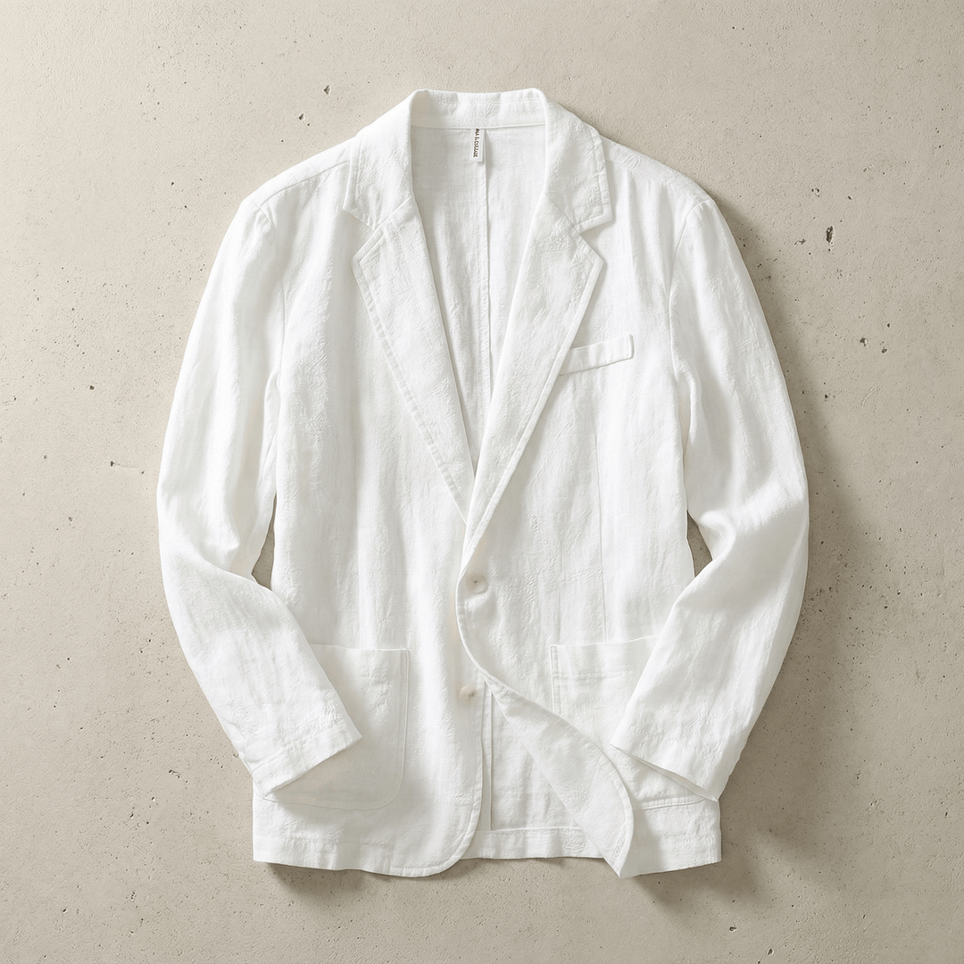 Mens tailored blazer jacket front view, smart casual outerwear