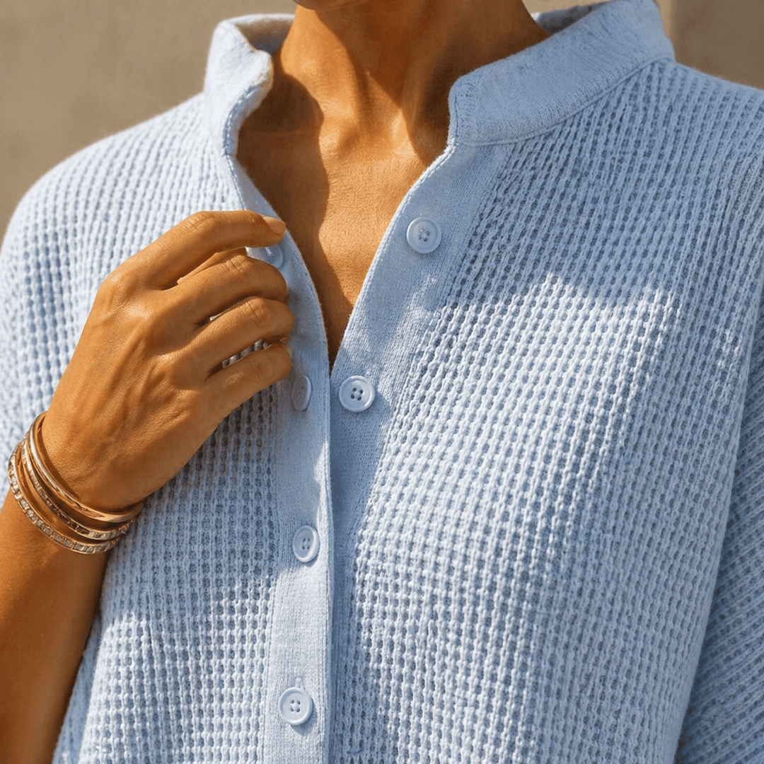 Casual dolman sleeve top from a waffle-knit lounge set