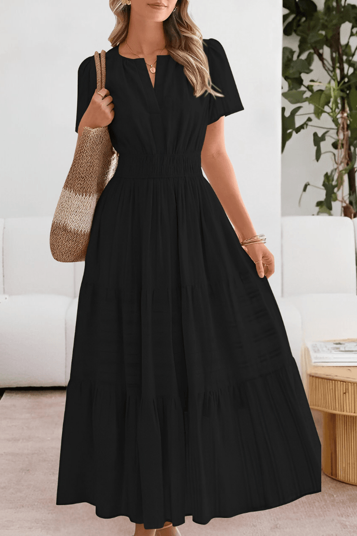 Long flutter-sleeve maxi dress for women, festive party wear