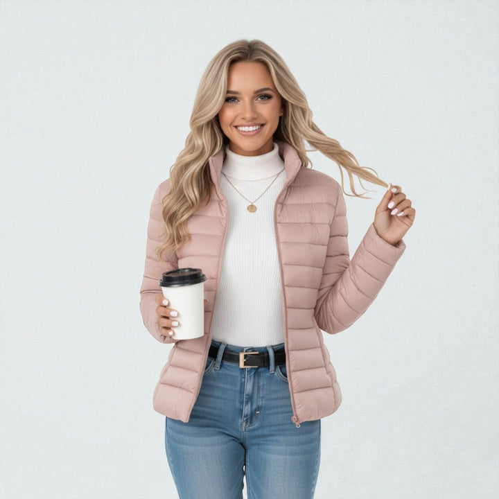Detailed shot of quilted pattern on womens fashion jacket
