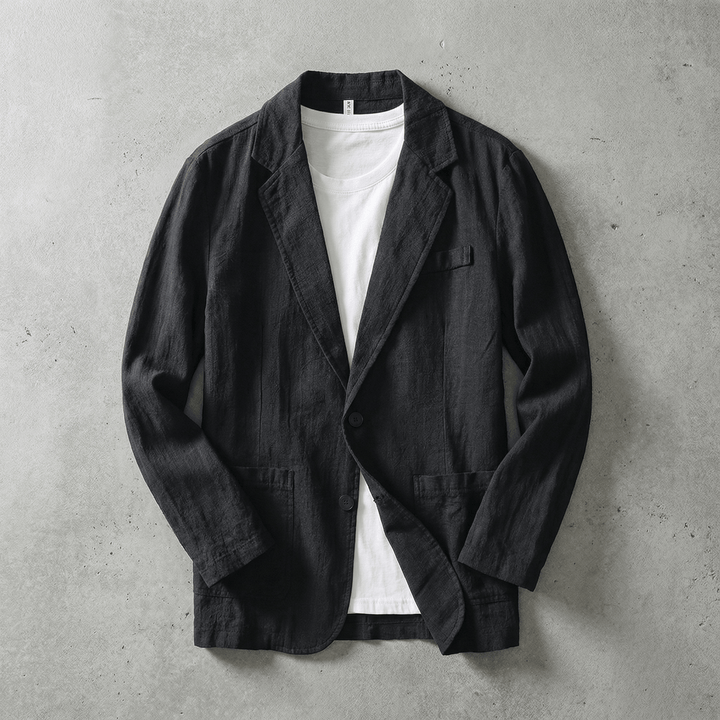Back view of mens tailored coat and blazer fashion outerwear