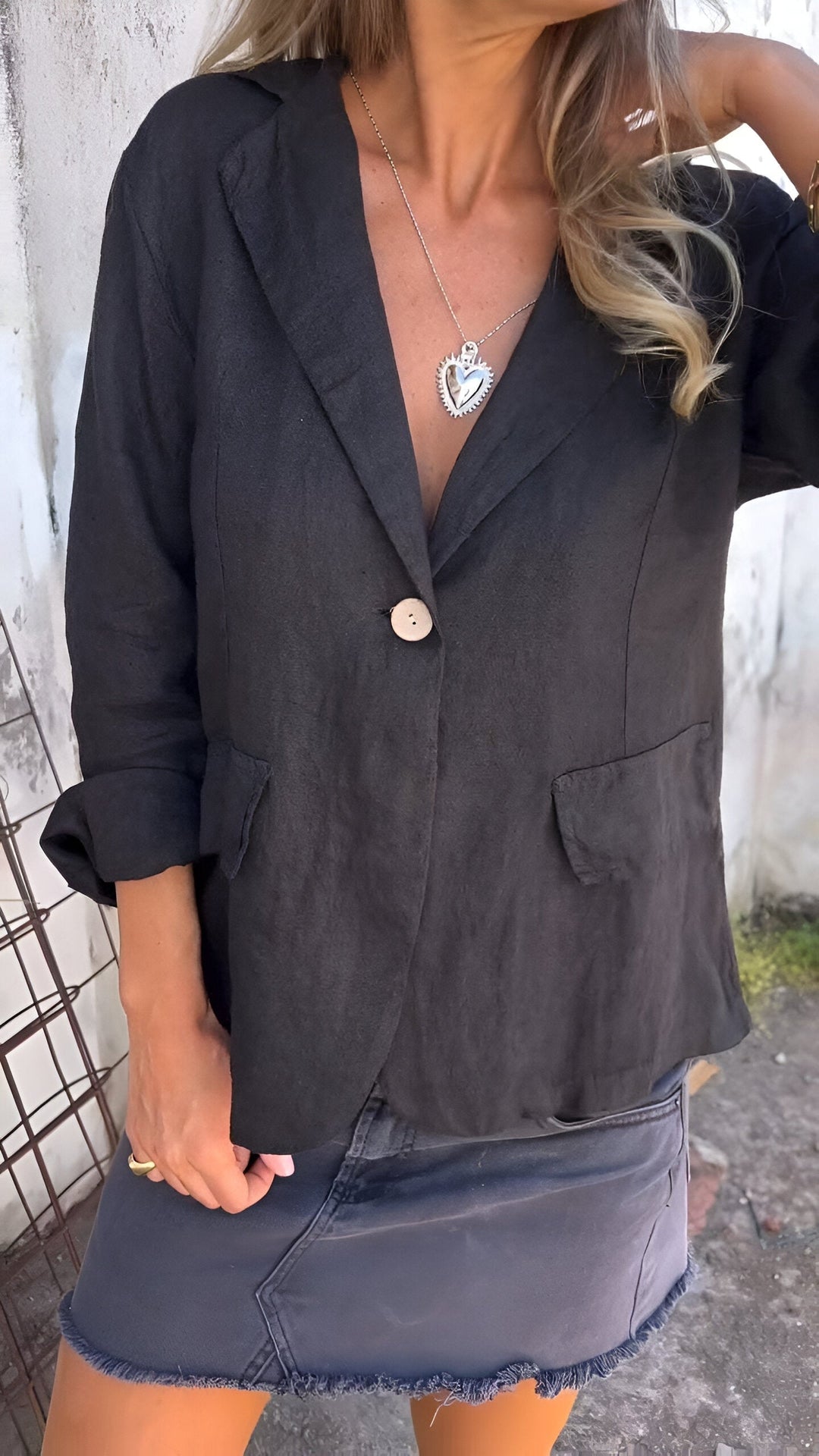 Back view of the casual outerwear jacket showing a clean, fitted silhouette