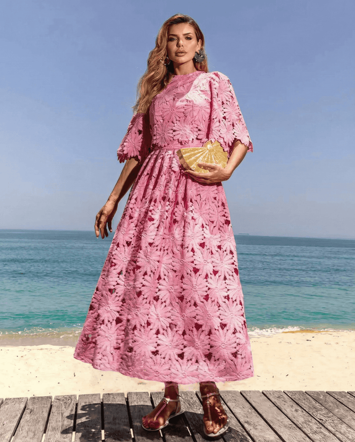 Womens summer cocktail dress featuring a chic two-piece silhouette