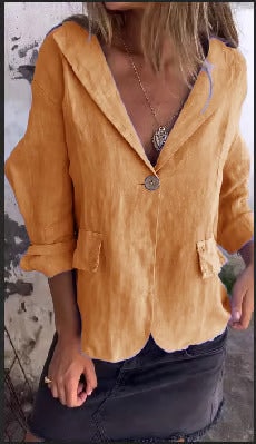 Womens summer jacket styled as a chic layering piece for office wear