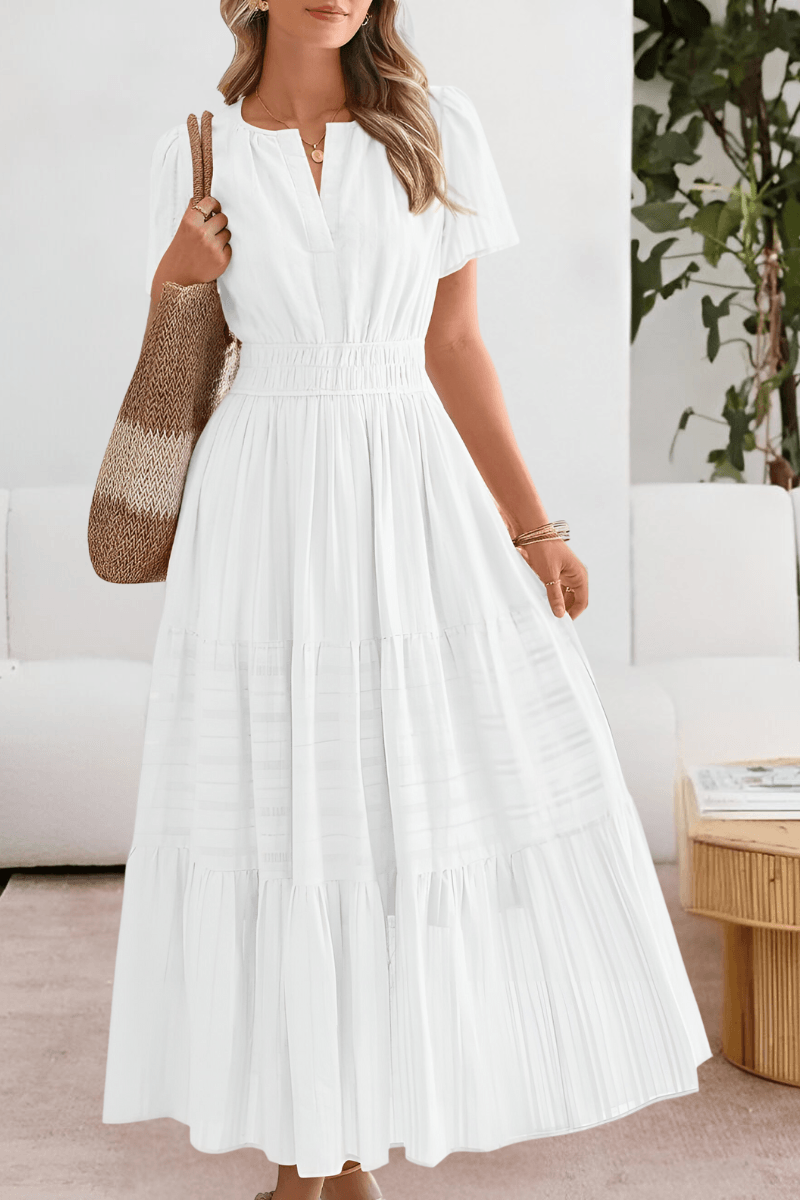 Elegant party dress for women, long tiered maxi silhouette