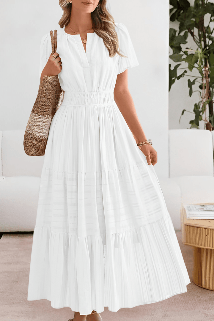 Elegant party dress for women, long tiered maxi silhouette