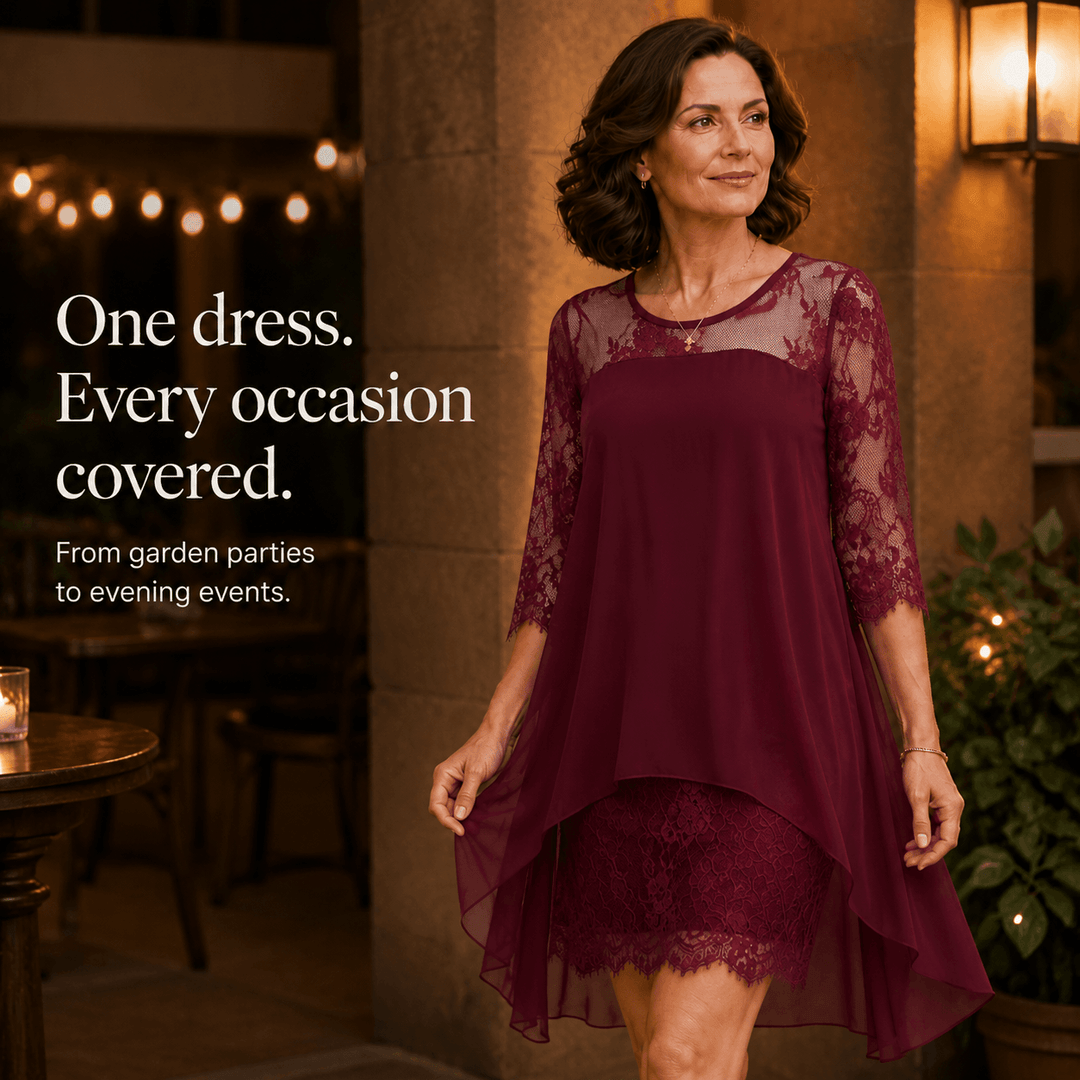 Floral lace high low dress ideal for formal parties and events