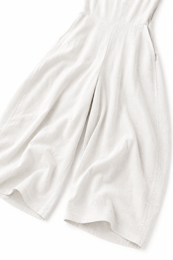 Stylish wide-leg jumpsuit showcasing a flattering V-neck design