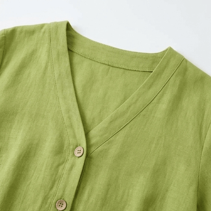 Detailed shot of fabric texture and deep side pockets on a summer dress