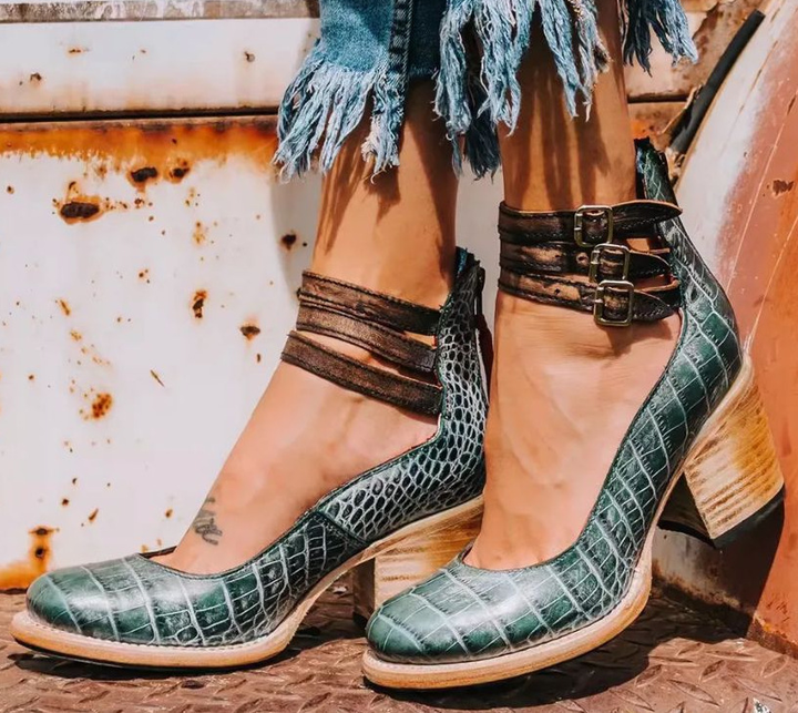 Close-up of the durable outsole and stable heel construction