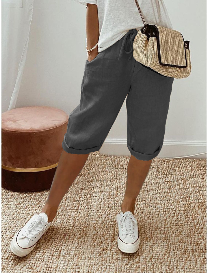 Stylish womens summer pants with a comfortable elastic waist capri cut