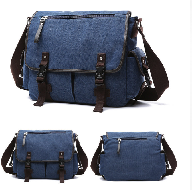 Close-up of the heavy-duty canvas fabric and reinforced stitching on the retro travel bag.