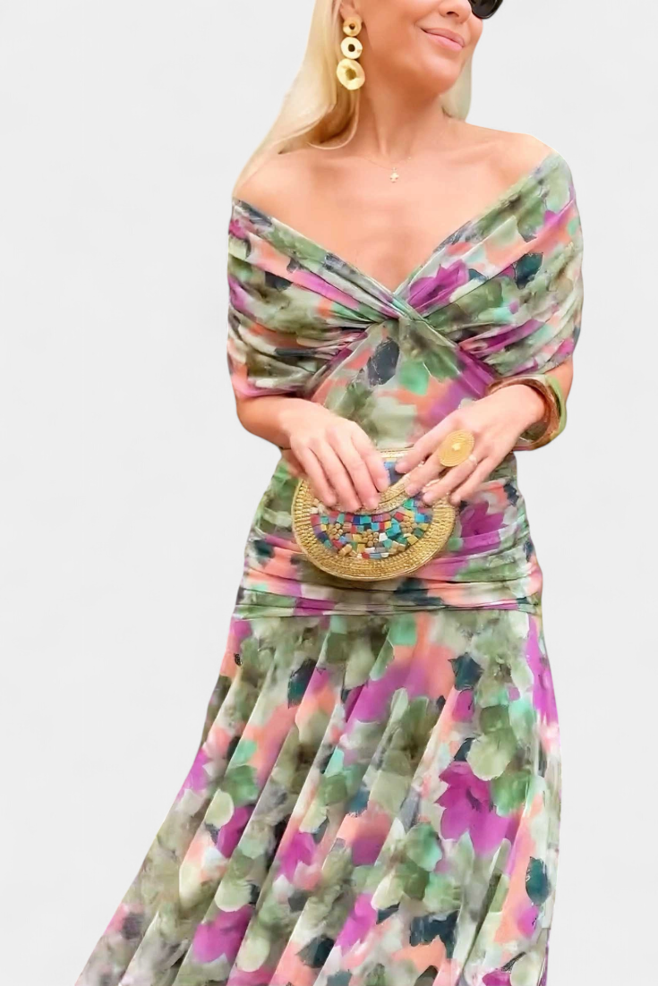 Flowing skirt movement of womens maxi dress