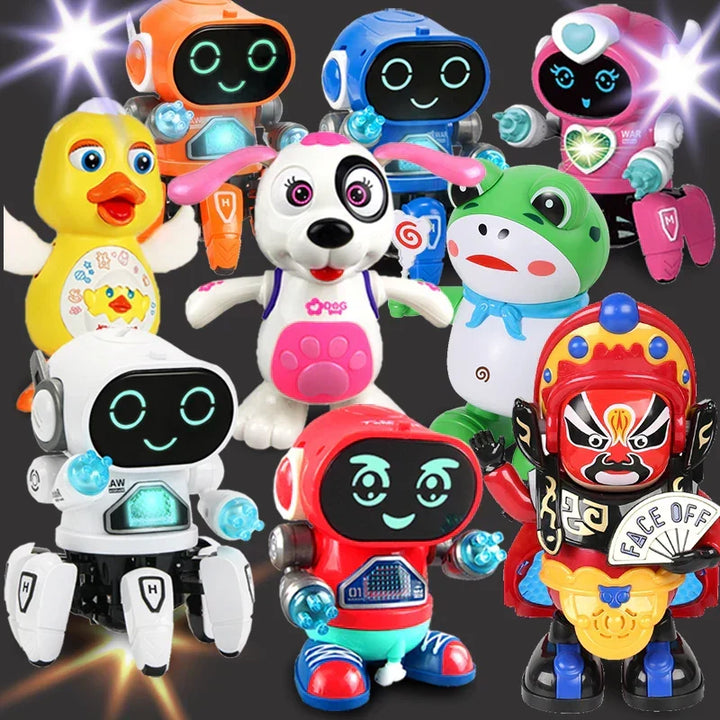 Front view of musical electronic robot toy for children