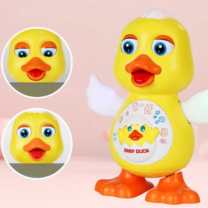 Kids interactive dancing robot toy with colorful lights in action