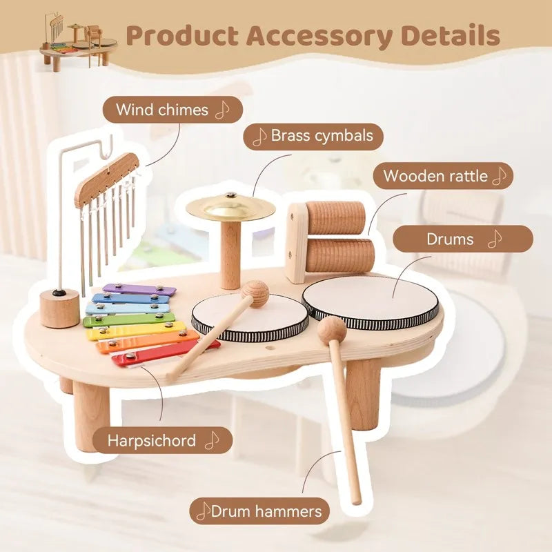 Childrens percussion set and wooden musical toy for toddler gift