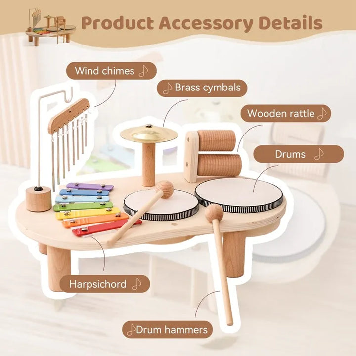 Childrens percussion set and wooden musical toy for toddler gift