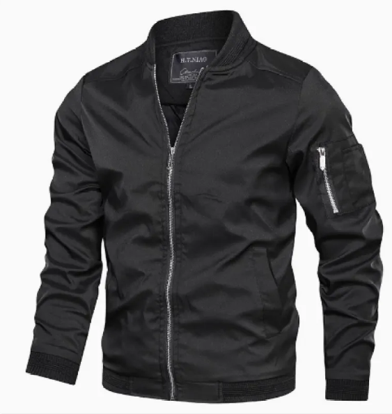 Mens lined bomber jacket with zipper detail in casual autumn outerwear style